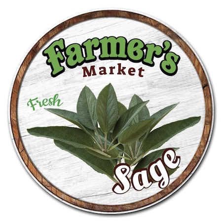 Farmers Market Sage Circle Rigid Plastic Sign